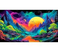 L'illusion du lac et de la Montagne Puzzle 1000 Pieces Cadeau Unique Jeu éduchatif Challenge Toy de qualité supérieure Peinture Art pour Adultes et Enfants à partir de 14 Ans 38x52cm/1000pcs