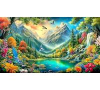 L'illusion du lac et de la Montagne Puzzle 1000 pièces Educa Divertissement créatif De l'art Décoration Jeu éduchatif Challenge Toy pour Adultes et Enfants à partir de 14 Ans 38x52cm/1000pcs