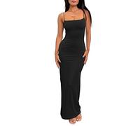 LILLUSORY Robe d'été décontractée à Bretelles Spaghetti pour Femme, Noir, Taille S