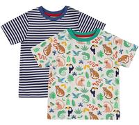 Lilly And Sid Lilly & Sid Multicoloured Animal Safari And Stripe Print T-Shirt - 2 Pack Multiple 7-8 ans Male