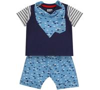 Lilly And Sid & Sid Blue Fish Print Top Short And Bib Set Multiple 0-3 mois Male