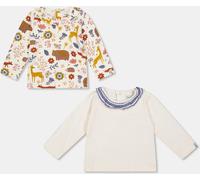 Lilly And Sid & Sid Multicoloured Animal Forest Print And Plain Top - 2 Pack Écru 3-6 mois Female