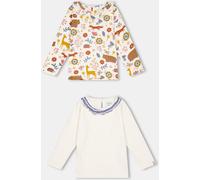 Lilly And Sid & Sid Multicoloured Animal Forest Print And Plain Top - 2 Pack Écru 2-3 ans Female