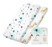 Lilly B. Coton Bio GOTS 2 Matelas 70x140 Draps, Compatible avec Next2me, Snuzpod et Tous Les Berceaux, Mini Berceaux jusqu'à 70x140cm Pack de 2 Draps (Jungle - sans Protège)