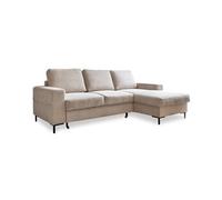 Lilly - Canapé d'angle droit - 4 places - convertible avec coffre - en velours côtelé - Beige