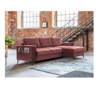 Lilly - Canapé d'angle droit - 4 places - convertible avec coffre - en velours - Rose