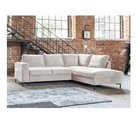 Lilly - Canapé d'angle droit - 5 places - convertible - en velours - Beige