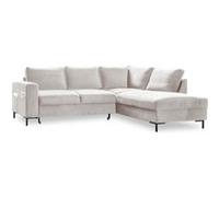 Lilly - Canapé d'angle droit - 5 places - convertible - en velours - Beige