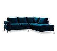 Lilly - Canapé d'angle droit - 5 places - convertible - en velours - Bleu canard