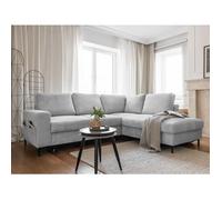 Lilly - Canapé d'angle droit - 5 places - convertible - en velours côtelé - Gris clair