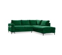 Lilly - Canapé d'angle droit - 5 places - convertible - en velours - Vert