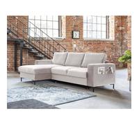 Lilly - Canapé d'angle gauche - 4 places - convertible avec coffre - en velours - Beige