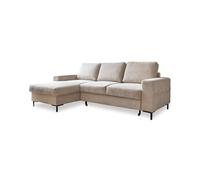 Lilly - Canapé d'angle gauche - 4 places - convertible avec coffre - en velours côtelé - Beige