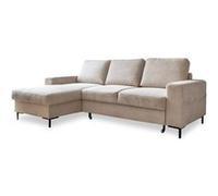 Lilly - Canapé d'angle convertible - avec coffre - en velours côtelé - 4 places - style contemporain - gauche Couleur - Beige - Beige
