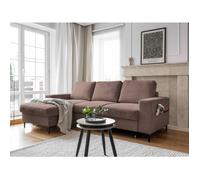 Lilly - Canapé d'angle gauche - 4 places - convertible avec coffre - en velours côtelé - Marron