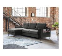 Lilly - Canapé d'angle gauche - 4 places - convertible avec coffre - en velours - Gris foncé