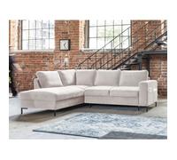 Lilly - canapé d'angle convertible - 5 places - style contemporain - en velours - gauche couleur - beige