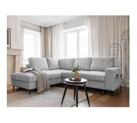 Lilly - Canapé d'angle gauche - 5 places - convertible - en velours côtelé - Gris clair