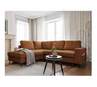 Lilly - Canapé d'angle gauche - 5 places - convertible - en velours côtelé - Rouille