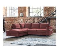 Lilly - Canapé d'angle gauche - 5 places - convertible - en velours - Rose Rose G
