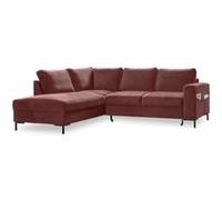 Lilly - Canapé d'angle gauche - 5 places - convertible - en velours - Rose Rose G