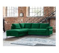 Lilly - Canapé d'angle gauche - 5 places - convertible - en velours - Vert