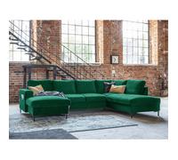 Lilly - Canapé panoramique d'angle droit - 7 places - convertible avec coffre - en velours - Vert Vert G
