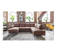 Lilly - Canapé panoramique d'angle droit - 7 places - en microfibre - Marron vintage