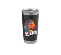 LILLY - Joli prénom de fille avec un beau cheval Gobelet isotherme en acier inoxydable double paroi