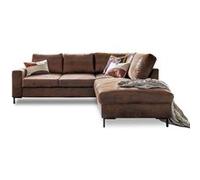 Lilly - Canapé d'angle droit - 5 places - convertible - en microfibre - Marron