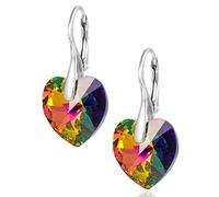 LILLY MARIE Boucles DOreilles En Argent Forme De Coeur Avec Cristaux Multicolores