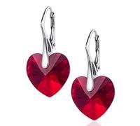 LILLY MARIE Boucles DOreilles Pendantes En Argent Avec Cristaux Rouges En Forme De Coeur