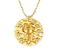LILLY MARIE Collier Signe Astrologique Gémeaux En Argent Doré Avec Pendentif Zirconium