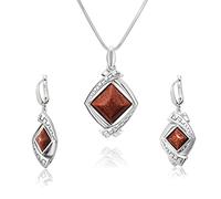 LILLY MARIE Parure En Argent Sterling Avec Pendentif Et Boucles D’Oreilles En Pierre De Soleil