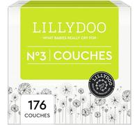 LILLYDOO - Couches Bébé Hypoallergéniques, Taille 3 (6-10 kg), Box mensuelle (176 pièces), Ultra Douces et Absorbantes, sans Parfum et Lotion pour les peaux sensibles, Testées dermatologiquement