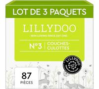 LILLYDOO - Couches-culottes Bébé, Taille 3 (6+ kg), Lot de 3 paquets (87 pièces), Ultra-Douces et Anti-fuites, sans Parfum et Lotion pour les peaux sensibles, Testées dermatologiquement