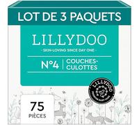 LILLYDOO - Couches-culottes Bébé, Taille 4 (9+ kg), Lot de 3 paquets (75 pièces), Ultra-Douces et Anti-fuites, sans Parfum et Lotion pour les peaux sensibles, Testées dermatologiquement