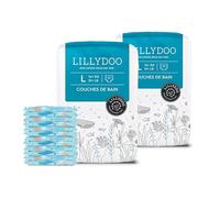 LILLYDOO - Couches de Bain Jetables, Douces pour la Peau des Bébés, Taille L (14+ kg), 2 paquets (34 pièces), Protection Optimale dans l'Eau, Design Aquatique