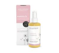 LILLYDOO Huile bébé sans parfum, 99% huile d’amande pure pressée à froid, vitamine E, soins naturels véganes, certifiée Dermatest "très bien", flacon en verre haut de gamme (100 ml)