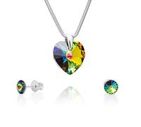 LillyMarie Ensemble Bijoux En Argent Sterling Pour Femmes Avec Pendentif Coeur Et Boucles Doreilles