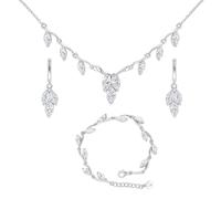 LillyMarie Ensemble Bijoux Femme Collier Bracelet Boucles DOreilles Argent Zirconia