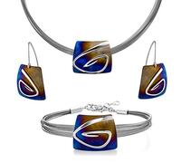 LillyMarie Ensemble Collier En Argent Fait Main Avec Pendentif En Titane Et Boucles DOreilles De LUE