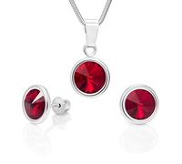 LillyMarie Ensemble De Bijoux Classique Pour Femme Avec Pendentif Et Boucles Doreilles Rubis En Argent Sterling 925