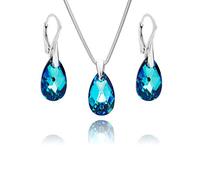 LillyMarie Ensemble De Bijoux Élégant En Argent Avec Pendentif Goutte Bleu