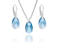 LillyMarie Ensemble De Bijoux En Argent 925 Avec Pendentif Goutte Et Détails Bleus Clairs
