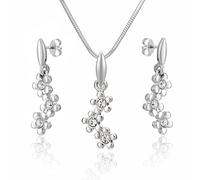 LillyMarie Ensemble De Bijoux En Argent Avec Motifs Floraux Étincelants