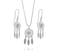 LillyMarie Ensemble De Bijoux En Argent Pour Femme Avec Pendentif Attrape-Rêve Et Chaîne Réglable