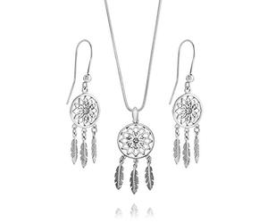 LillyMarie Ensemble De Bijoux En Argent Pour Femme Avec Pendentif Attrape-Rêve Et Chaîne Réglable