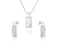 LillyMarie Ensemble De Bijoux En Argent Sterling Avec Pendentif Rectangulaire Et Clous Doreilles Pour Femme