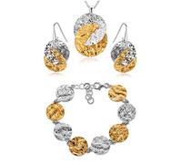 LillyMarie Ensemble De Bijoux En Argent Sterling Avec Pendentifs Bicolores Et Boucles Doreilles À Clip